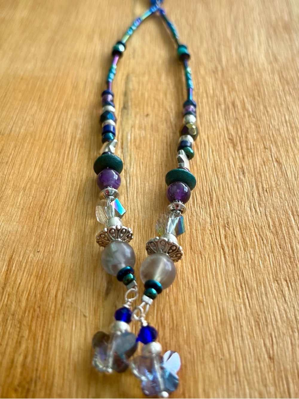 Boho Hair Beads-Handmade Hair Jewelry-Natural Materials-Peacock Collection-P2